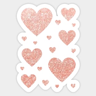 Light Rose Gold Faux Glitter Hearts Sticker